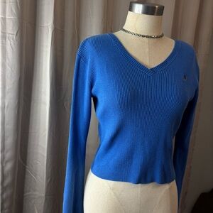 Tommy Hilfiger Women's Blue V-Neck Sweater